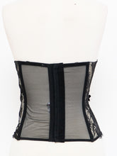 Load image into Gallery viewer, Vintage x Black &amp; Cream Lace Mesh Corset (S, M, B-C Cup)