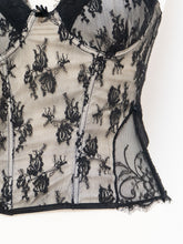 Load image into Gallery viewer, Vintage x Black &amp; Cream Lace Mesh Corset (S, M, B-C Cup)