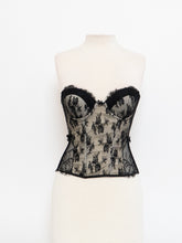 Load image into Gallery viewer, Vintage x Black &amp; Cream Lace Mesh Corset (S, M, B-C Cup)