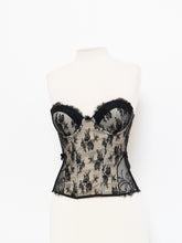 Load image into Gallery viewer, Vintage x Black &amp; Cream Lace Mesh Corset (S, M, B-C Cup)