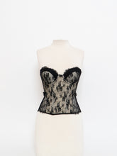 Load image into Gallery viewer, Vintage x Black &amp; Cream Lace Mesh Corset (S, M, B-C Cup)