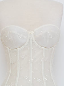Vintage x Cream Embroidered Corset (S, B Cup)