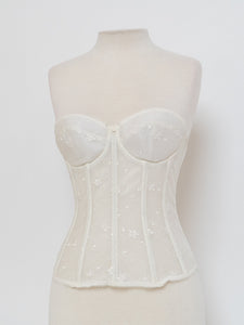 Vintage x Cream Embroidered Corset (S, B Cup)