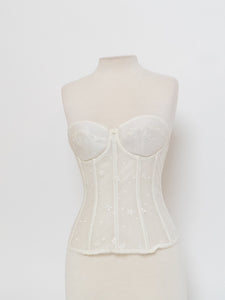Vintage x Cream Embroidered Corset (S, B Cup)