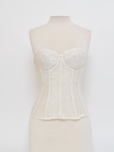 Vintage x Cream Embroidered Corset (S, B Cup)