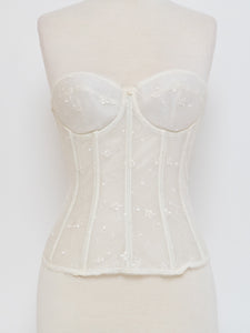 Vintage x Cream Embroidered Corset (S, B Cup)