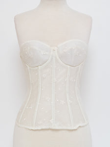 Vintage x Cream Embroidered Corset (S, B Cup)