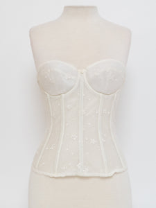 Vintage x Cream Embroidered Corset (S, B Cup)