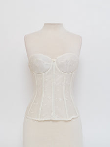 Vintage x Cream Embroidered Corset (S, B Cup)