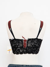 Load image into Gallery viewer, Vintage x Deadstock Black &amp; Maroon Silk &amp; Lace Bra (XS, S)