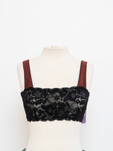 Load image into Gallery viewer, Vintage x Deadstock Black &amp; Maroon Silk &amp; Lace Bra (XS, S)