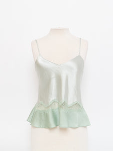 Vintage x Mint Green Satin & Lace Tank (S, M)