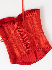 Vintage x Red Satin Corset (XS, S)