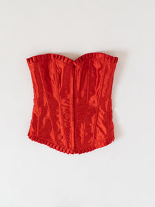 Vintage x Red Satin Corset (XS, S)