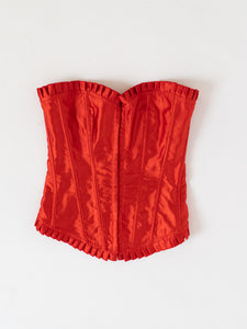 Vintage x Red Satin Corset (XS, S)