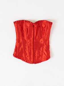 Vintage x Red Satin Corset (XS, S)