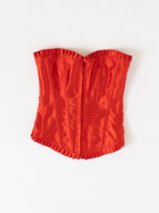 Vintage x Red Satin Corset (XS, S)