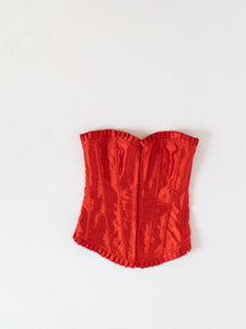 Vintage x Red Satin Corset (XS, S)