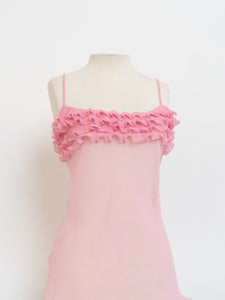 Vintage x Deadstock Pink Sheer Flowy Tank (M, L)