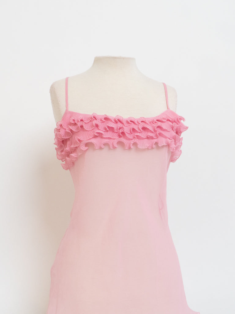 Vintage x Deadstock Pink Sheer Flowy Tank (M, L)