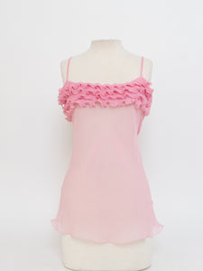 Vintage x Deadstock Pink Sheer Flowy Tank (M, L)