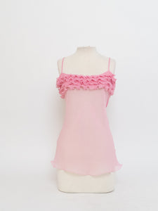 Vintage x Deadstock Pink Sheer Flowy Tank (M, L)