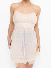 Load image into Gallery viewer, Vintage x Beige &amp; Pink Mesh Floral Slip Dress (S, M)
