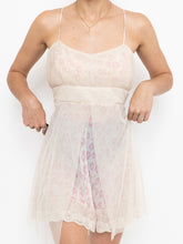 Load image into Gallery viewer, Vintage x Beige &amp; Pink Mesh Floral Slip Dress (S, M)