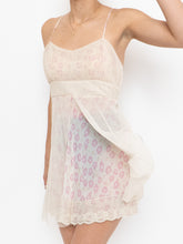 Load image into Gallery viewer, Vintage x Beige &amp; Pink Mesh Floral Slip Dress (S, M)