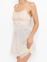 Load image into Gallery viewer, Vintage x Beige &amp; Pink Mesh Floral Slip Dress (S, M)
