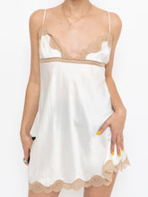 Load image into Gallery viewer, Vintage x Cream &amp; Lace Silk Slip Dress (M)