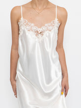 Load image into Gallery viewer, Vintage x Made in USA x Cream Satin &amp; Lace Slip Dress (M, L)
