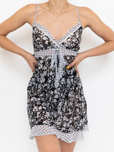Load image into Gallery viewer, Vintage x Black &amp; White Sheer Floral Frilly Dress (S)