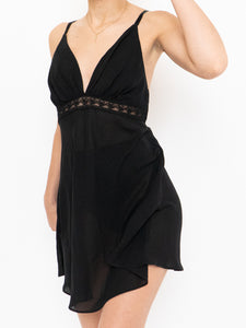 Vintage x Black Sheer Slip Dress (S, M)