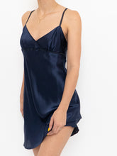 Load image into Gallery viewer, Vintage x Navy Silk Slip Dress (S)