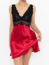 Load image into Gallery viewer, Vintage x Black &amp; Red Silk &amp; Lace Slip Dress (S, M)