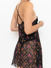Load image into Gallery viewer, Vintage x Black Sheer &amp; Lace Floral Patterned Slip Dress (M)