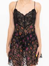 Load image into Gallery viewer, Vintage x Black Sheer &amp; Lace Floral Patterned Slip Dress (M)