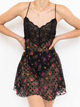 Load image into Gallery viewer, Vintage x Black Sheer &amp; Lace Floral Patterned Slip Dress (M)