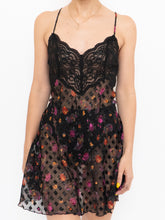 Load image into Gallery viewer, Vintage x Black Sheer &amp; Lace Floral Patterned Slip Dress (M)