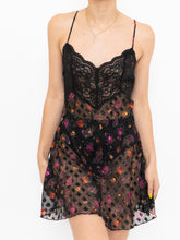 Load image into Gallery viewer, Vintage x Black Sheer &amp; Lace Floral Patterned Slip Dress (M)