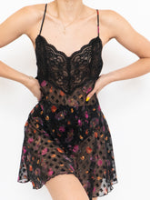 Load image into Gallery viewer, Vintage x Black Sheer &amp; Lace Floral Patterned Slip Dress (M)