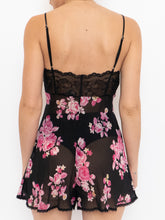 Load image into Gallery viewer, Vintage x Sheer Black Floral Silk Romper (S, M)