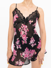 Load image into Gallery viewer, Vintage x Sheer Black Floral Silk Romper (S, M)