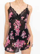 Load image into Gallery viewer, Vintage x Sheer Black Floral Silk Romper (S, M)