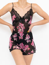 Load image into Gallery viewer, Vintage x Sheer Black Floral Silk Romper (S, M)