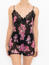 Load image into Gallery viewer, Vintage x Sheer Black Floral Silk Romper (S, M)