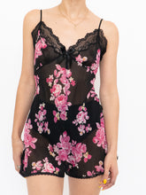 Load image into Gallery viewer, Vintage x Sheer Black Floral Silk Romper (S, M)