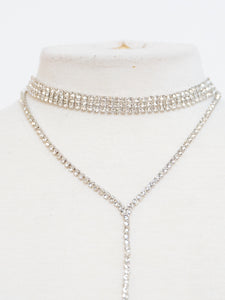 Vintage x Silver Layered Rhinestone Necklace