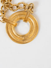 Load image into Gallery viewer, Vintage x MONET Gold Chunky Green Circle Necklace